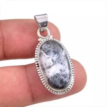 Натуральный дендритовый опал, драгоценный камень, стерлинговое серебро 925 пробы, подарочная подвеска, 1,5 дюйма, n8D70