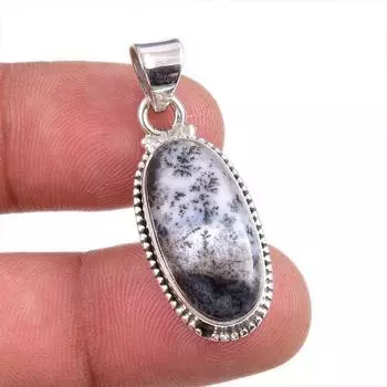 Натуральный дендритовый опал, драгоценный камень, стерлинговое серебро 925 пробы, подарочная подвеска, 1,5 дюйма, Z7n83