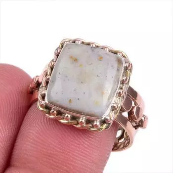 Натуральный дендритовый опал, двухцветное кольцо из стерлингового серебра 925 пробы, размер 8,5 t9k02