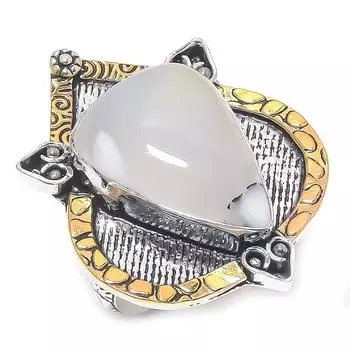 Натуральный дендритовый опал, двухцветное кольцо из стерлингового серебра 925 пробы, размер 8 R4G52