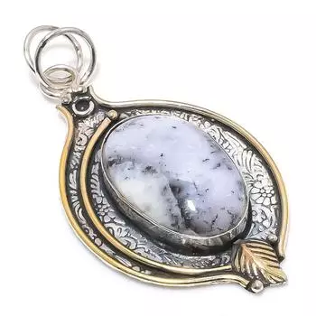 Натуральный дендритовый опал, двухцветный кулон из стерлингового серебра 925 пробы, размер 2,76 дюйма, C7T30