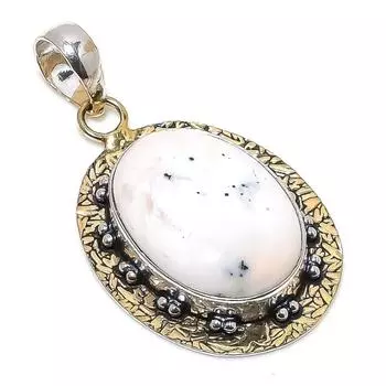 Натуральный дендритовый опал, двухцветный кулон из стерлингового серебра 925 пробы, 2,25 дюйма p7W41