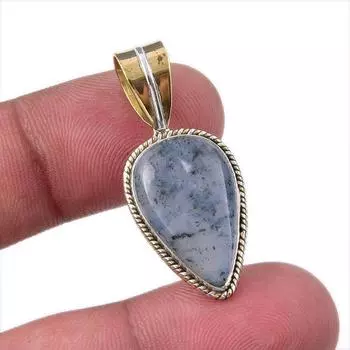 Натуральный дендритовый опал из чистого серебра 925 пробы, подарочный двухцветный кулон 1,50 дюйма u4V46