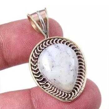Натуральный дендритовый опал из чистого серебра 925 пробы, подарочный двухцветный кулон 1,50 дюйма G4n17