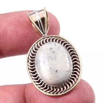 Натуральный дендритовый опал из чистого серебра 925 пробы, подарочный двухцветный кулон 1,50 дюйма u8t27