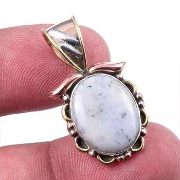 Натуральный дендритовый опал из чистого серебра 925 пробы, подарочный двухцветный кулон 1,25 дюйма o6q31