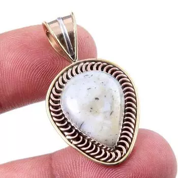 Натуральный дендритовый опал из чистого серебра 925 пробы, подарочный двухцветный кулон 1,50 дюйма S8Y15