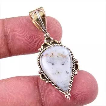 Натуральный дендритовый опал из стерлингового серебра 925 пробы, подарочный двухцветный кулон 1,50 дюйма W8O84