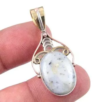 Натуральный дендритовый опал из стерлингового серебра 925 пробы, подарочный двухцветный кулон 1,75 дюйма Q3I52