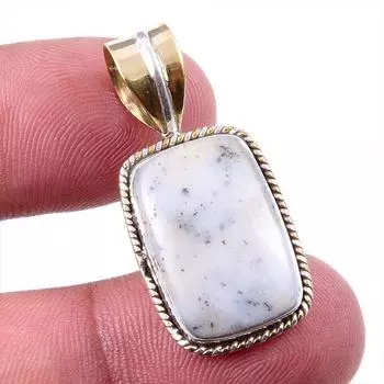 Натуральный дендритовый опал из стерлингового серебра 925 пробы, подарочный двухцветный кулон 1,25 дюйма p7y48