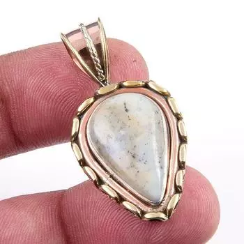 Натуральный дендритовый опал из стерлингового серебра 925 пробы, подарочный двухцветный кулон 1,50 дюйма W3c34