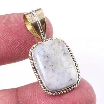 Натуральный дендритовый опал из стерлингового серебра 925 пробы, подарочный двухцветный кулон 1,25 дюйма m7q05