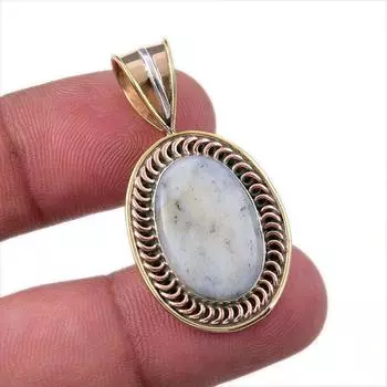 Натуральный дендритовый опал из стерлингового серебра 925 пробы, подарочный двухцветный кулон 1,50 дюйма w1f51