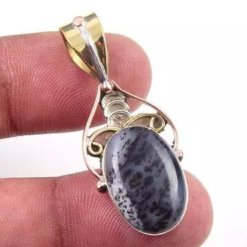 Натуральный дендритовый опал из стерлингового серебра 925 пробы, подарочный двухцветный кулон 1,50 дюйма M8m74