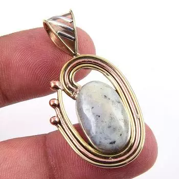 Натуральный дендритовый опал из стерлингового серебра 925 пробы, подарочный двухцветный кулон 1,75 дюйма m5o97