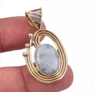 Натуральный дендритовый опал из стерлингового серебра 925 пробы, подарочный двухцветный кулон 1,50 дюйма z8i05