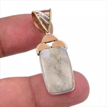 Натуральный дендритовый опал из стерлингового серебра 925 пробы, подарочный двухцветный кулон 1,50 дюйма F0P96