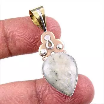 Натуральный дендритовый опал из стерлингового серебра 925 пробы, подарочный двухцветный кулон 1,75 дюйма g4p08