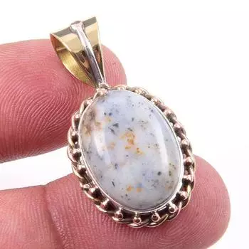 Натуральный дендритовый опал из стерлингового серебра 925 пробы, подарочный двухцветный кулон 1,25 дюйма h1J50