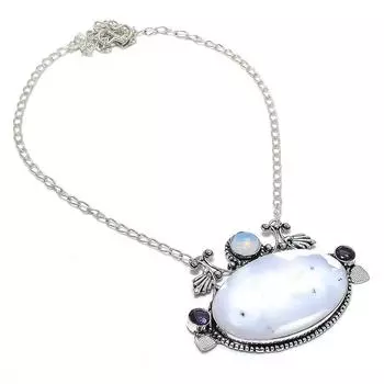 Натуральный дендритовый опал, опаловое серебро 925 пробы ювелирное ожерелье 18 дюймов n6K68