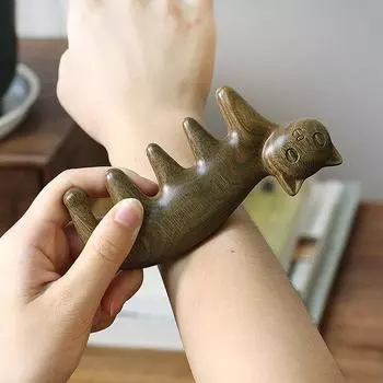 Натуральный деревянный широкозубчатый мини-гребень для массажа меридиана, антистатическая головка, массажер с пятью когтями, способствующий циркуляции крови