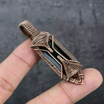 Натуральный диопсид, драгоценный камень, медная проволока, подарочная ювелирная подвеска, 2,76 дюйма, R5S50