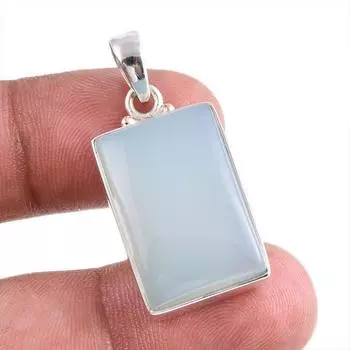 Натуральный драгоценный камень аква-халцедон ручной работы из цельного серебра 925 пробы 1,50 дюйма I1j66