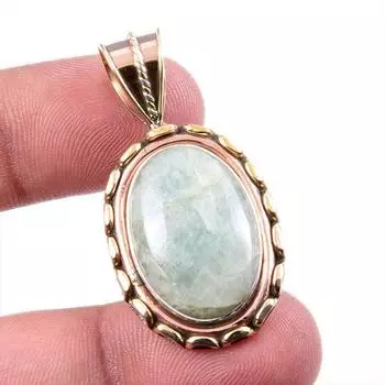 Натуральный драгоценный камень аквамарин 925 пробы, двухцветный кулон из стерлингового серебра 925 пробы, 1,75 дюйма, p4O72