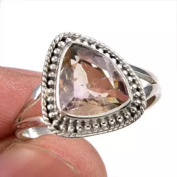 Натуральный драгоценный камень аметрин, ручная работа, кольцо из чистого серебра 925 пробы, размер 8,5 t0A22
