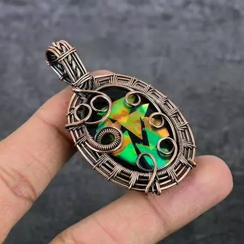 Натуральный драгоценный камень аммолит, медная проволока, подарочная подвеска для ювелирных изделий, 2,56 дюйма, S8N12