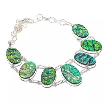 Натуральный драгоценный камень аммолит, ручная работа, серебряное ювелирное ожерелье 925 пробы, 18 дюймов O4R53