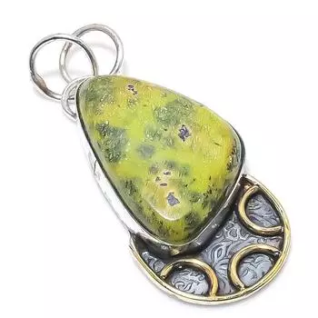 Натуральный драгоценный камень Атлантисит, стерлинговое серебро 925 пробы, двухцветный кулон 2,17 дюйма, F0h90