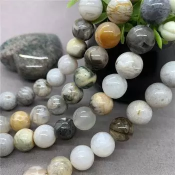Натуральный драгоценный камень, бамбуковый лист, агат, свободные бусины 6/8/10 мм, ювелирные аксессуары, браслет «сделай сам», ожерелье 6mm-30pcs