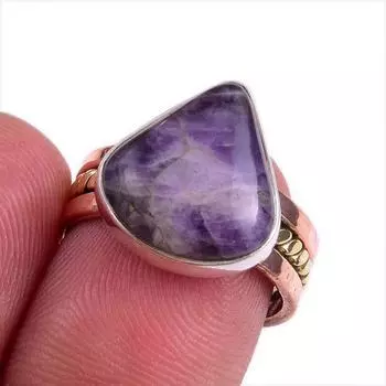 Натуральный драгоценный камень чароит, двухцветное ювелирное кольцо из стерлингового серебра 925 пробы, размер 6 g7I41