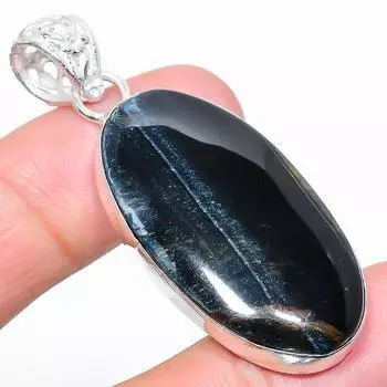 Натуральный драгоценный камень Черный тигровый глаз из стерлингового серебра 925 пробы, подарочная подвеска 2,05 дюйма p7f72