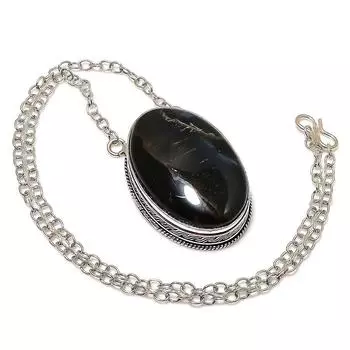 Натуральный драгоценный камень Черный тигровый глаз из стерлингового серебра 925 пробы, подарочное ожерелье 20 дюймов K5u25