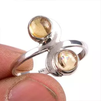 Натуральный драгоценный камень цитрин 925 пробы стерлинговое серебро ювелирное кольцо размер 9.5 y2o35