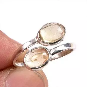 Натуральный драгоценный камень цитрин 925 пробы стерлинговое серебро ювелирное кольцо размер 7.5 r1u09