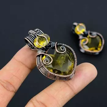 Натуральный драгоценный камень цитрин, подарочная подвеска ручной работы из медной проволоки, 2,01 дюйма, U1l50