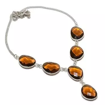 Натуральный драгоценный камень цитрин, ручная работа, ожерелье из стерлингового серебра 925 пробы, 18 дюймов, w0w52