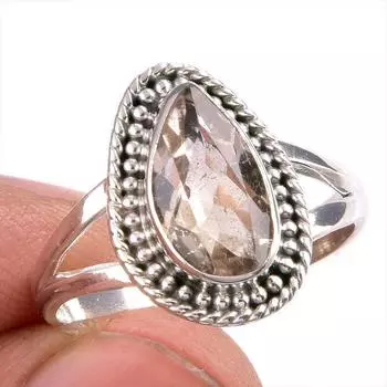 Натуральный драгоценный камень цитрин, ручная работа, серебряное подарочное ювелирное кольцо 925 пробы, размер 8 N0i41