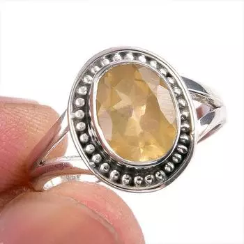 Натуральный драгоценный камень цитрин, ручная работа, серебряное подарочное ювелирное кольцо 925 пробы, размер 7 y2E12