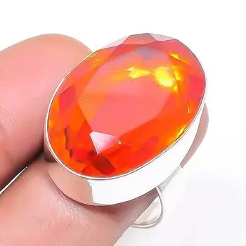 Натуральный драгоценный камень цитрин, ручная работа, ювелирное кольцо из стерлингового серебра 925 пробы, размер 8 K0u05