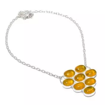 Натуральный драгоценный камень цитрин, ручная работа, ожерелье из стерлингового серебра 925 пробы, 18 дюймов, I7H20