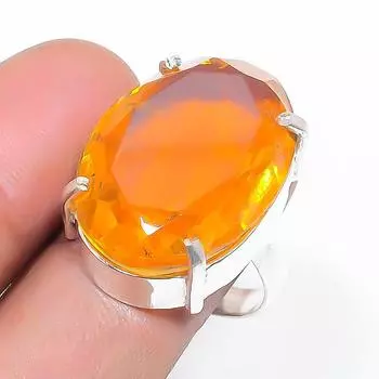 Натуральный драгоценный камень цитрин, ручная работа, кольцо из стерлингового серебра 925 пробы, размер 7 u9p20
