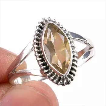 Натуральный драгоценный камень цитрин, ручная работа, ювелирное кольцо из чистого серебра 925 пробы, размер 8,5 o0q97