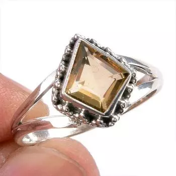 Натуральный драгоценный камень цитрин, ручная работа, серебряное ювелирное кольцо 925 пробы, размер 8,5 z0H96