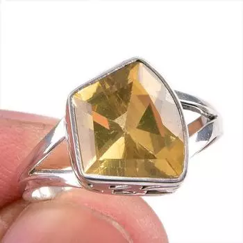 Натуральный драгоценный камень цитрин, ручная работа, серебряное ювелирное кольцо 925 пробы, размер 8,5 k1N06