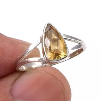 Натуральный драгоценный камень цитрин, ручная работа, ювелирное кольцо из стерлингового серебра 925 пробы, размер 6 b1s95