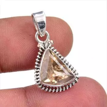 Натуральный драгоценный камень цитрин ручной работы из стерлингового серебра 925 пробы, подарочный кулон 1 дюйм j7F46